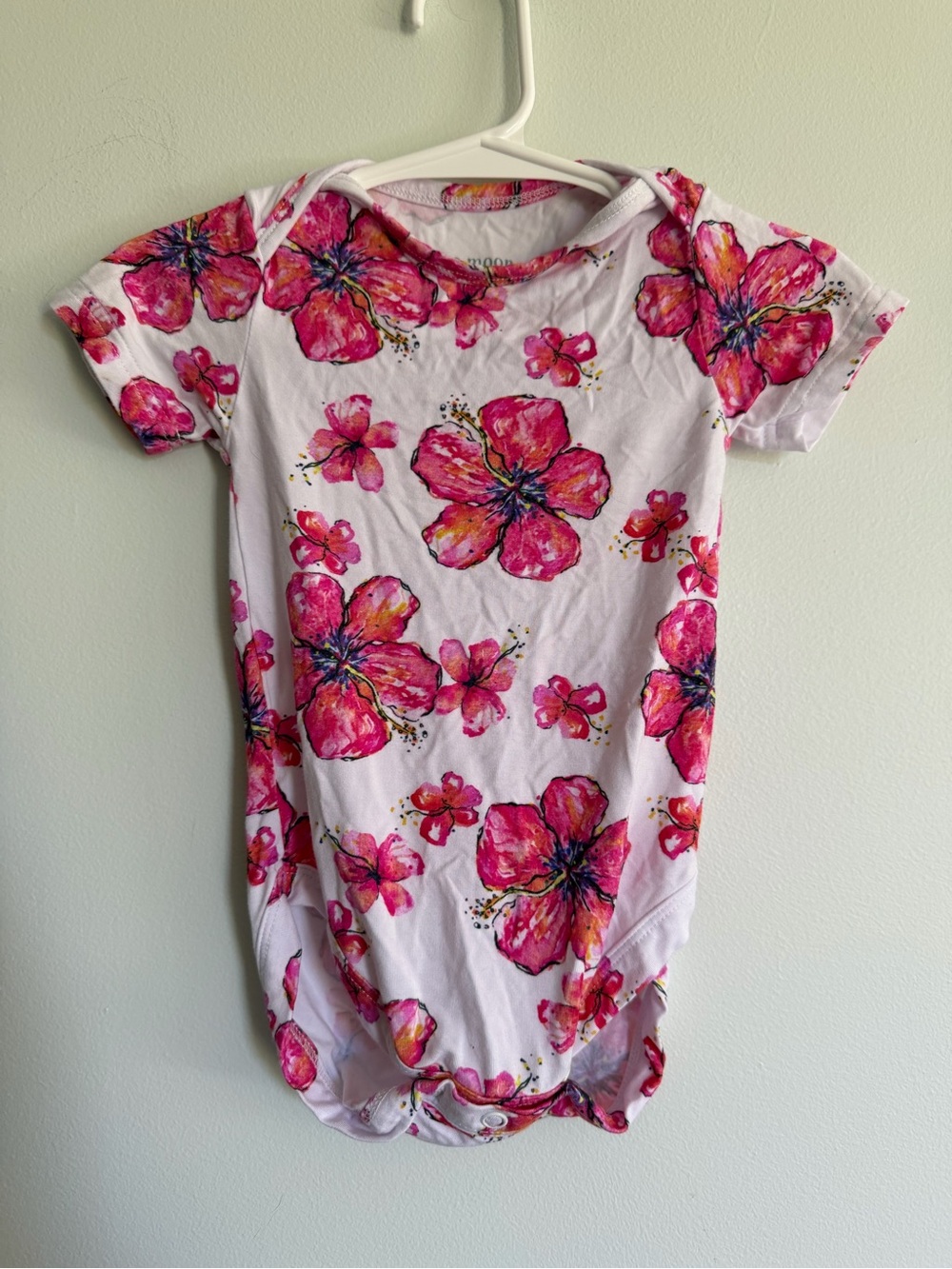 Coco Moon Hawaii Bamboo Pink Floral Baby Onesie Lightweight Stretchy Girly